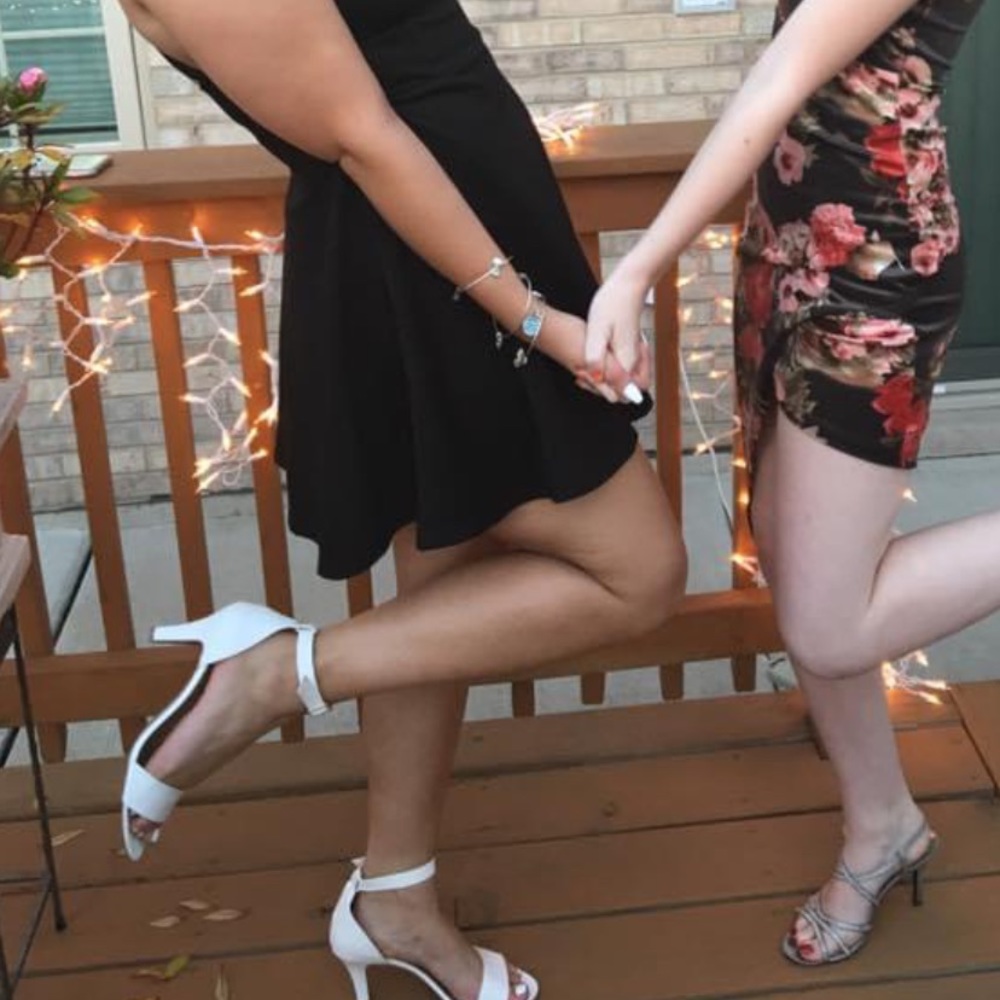 white adjustable heels size 8.5